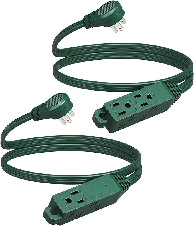 DEWENWILS 3 Outlet Flat Extension Cord Plug Christmas, 3FT 16/3 Awg Grounded by DEWENWILS