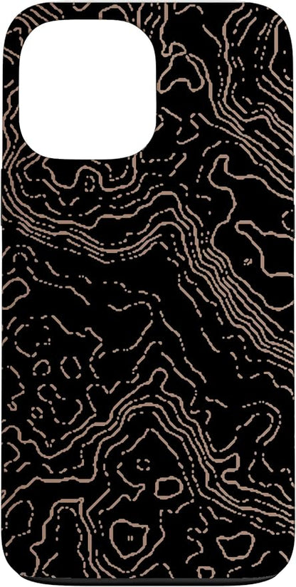 Topography Black & Brown Abstract Pattern Topographic Map Case by Unknown