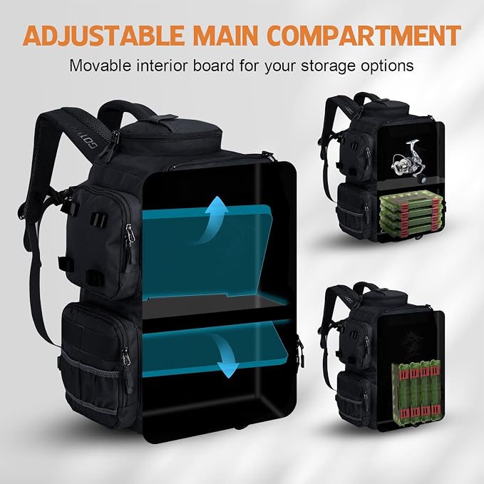 Goture Fishing Backpack, 58L 900D Water-Resistant Insulated Tackle Backpack - Image 3