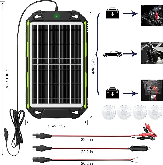 Sun Energise 15W 12V Solar Battery Charger & Maintainer PRO, Built-in Smart - Image 8