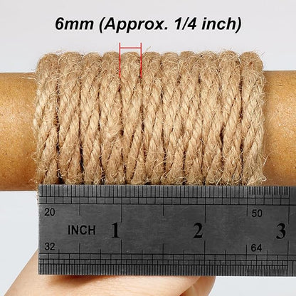 Tenn Well 6mm Jute Rope, 164 Feet Strong and Thick Twine Rope - Image 2