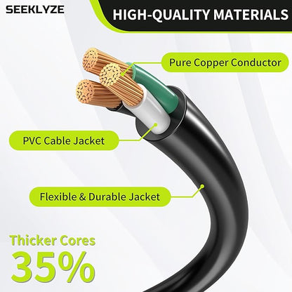 16/3 Black Extension Cord 6 FT Indoor, Short Extension Cord - Image 3