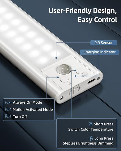 17" Under Cabinet Lights, Motion Sensor Light, Wireless Closet Lights, 4000mAh - Image 7
