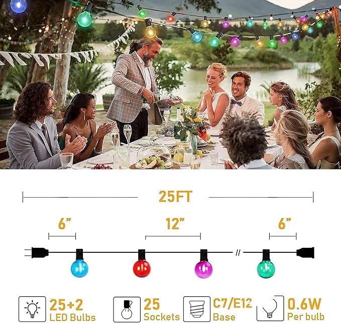 Afirst Colored Outdoor String Lights 25FT - Image 2