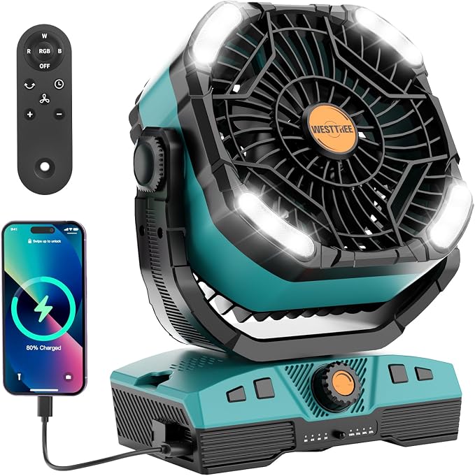 WESTTREE Camping Fan Portable 20000mAh Oscillating Battery Powered Fan - Image 8