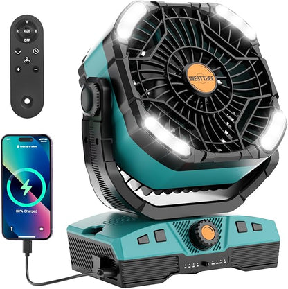 WESTTREE Camping Fan Portable 20000mAh Oscillating Battery Powered Fan - Image 8