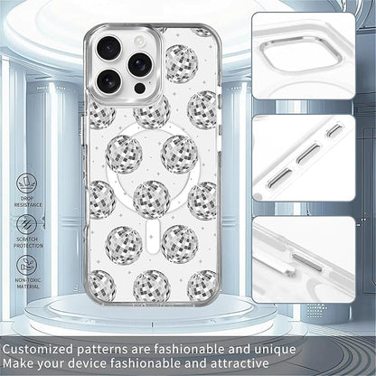 Case for iPhone 16 Pro, Disco Ball Grayish White Phone Case Design，for Women - Image 2