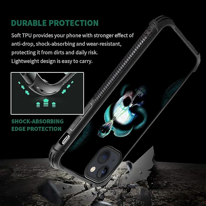 for iPhone 13 Case, Skeleton Winding Snake Pattern Graphic Design Girl Boy Soft - Image 7