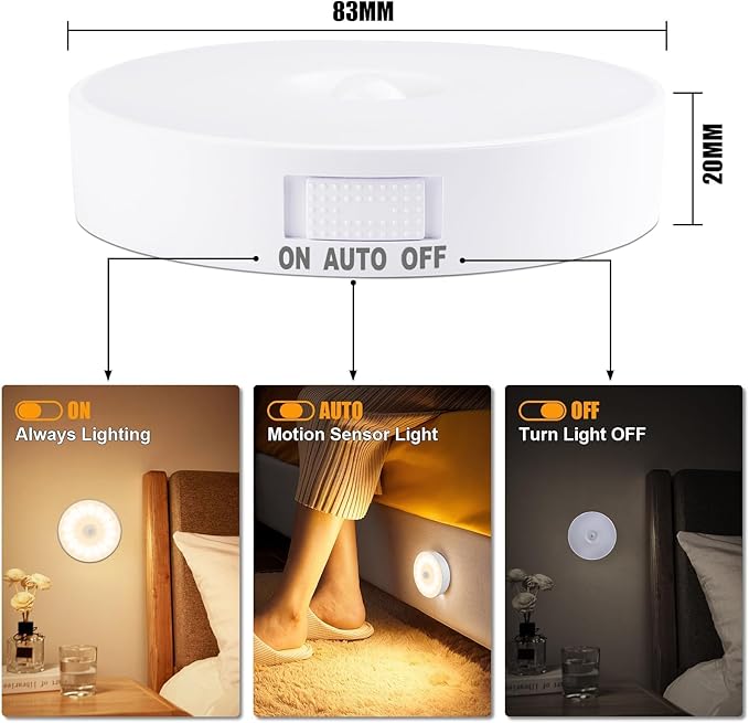 14 LEDs Motion Sensor Light Indoor, 6 Pack Upgraded Night Light USB Rechargeable - Image 3