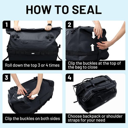 MIER Waterproof Duffel Bag Motorcycle Dry Bag Backpack Large Roll-Top Heavy - Image 6
