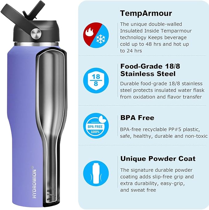 HYDROWION Water Bottle Stainless Steel, Vacuum Insulated Leak Proof Tumbler 32oz - Image 3