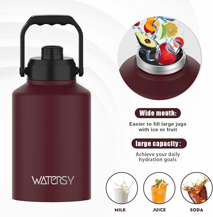 WATERSY Half Gallon Water Bottle Insulated, BPA Free&Leak Proof, 64oz Stainless - Image 5
