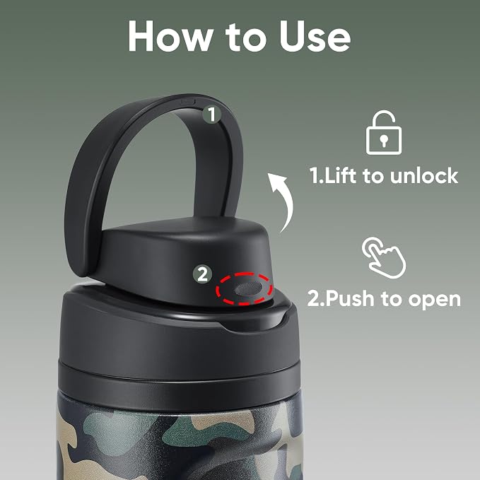 Fijinhom 24 oz Insulated Water Bottle, Stainless Steel Sports Water Bottle - Image 2