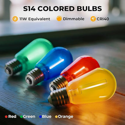 GvvooHome 15 Pack S14 Colored LED String Light Bulbs, 1W Plastic Shatterproof - Image 2