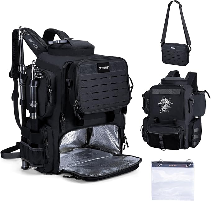 Goture Fishing Backpack, 58L 900D Water-Resistant Insulated Tackle Backpack by Goture