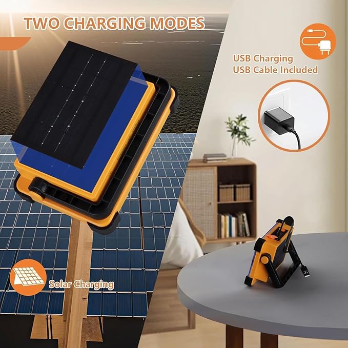 2 Pack 120W Solar Rechargeable Work Light, 144 LED 10000LM Portable Flood Light - Image 4
