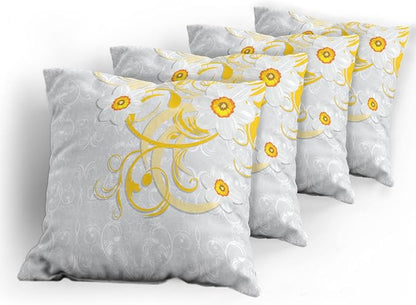 Ambesonne Daffodil Throw Pillow Cushion Case Pack of 4, Daffodils on Ornate - Image 4