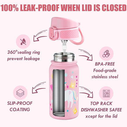 OLDLEY 12oz Kids Water Bottle, Stainless Steel Insulated Water Bottle - Image 3