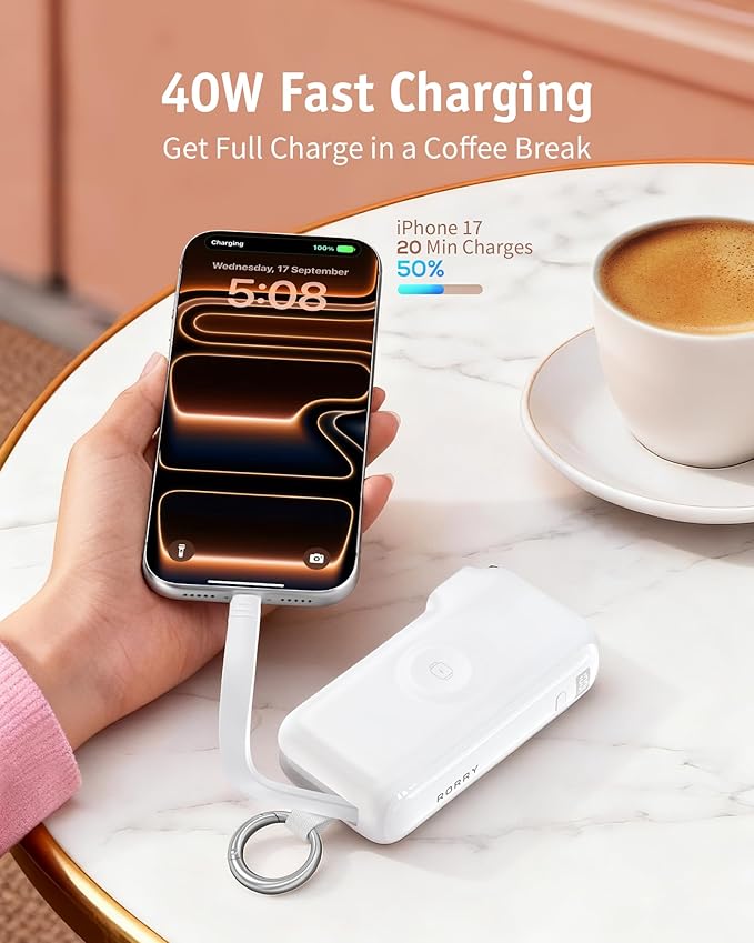 RORRY Flow Portable Charger, 10000mAh 40W Fast Charging Power Bank - Image 4