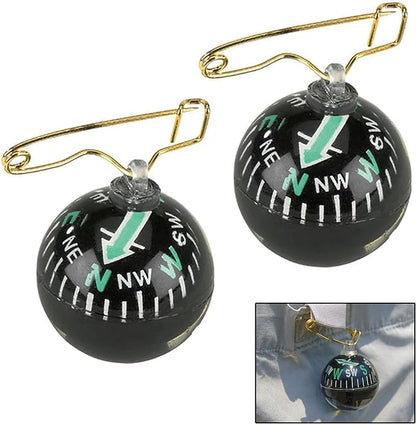 2 Survival Navigation Ball Pin On Compass Liquid Filled Camping Hiking Military - Image 6