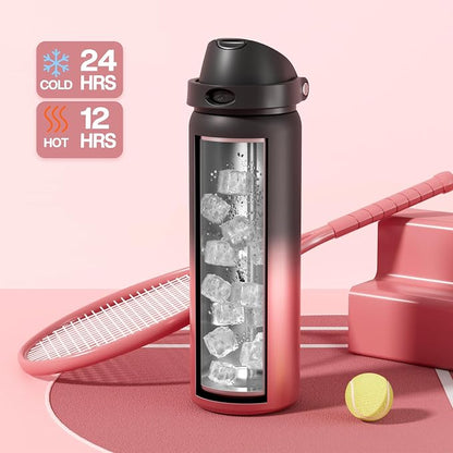 POWCAN 32 oz Stainless Steel Water Bottle: 2-in-1 Push-Button Spout & - Image 3