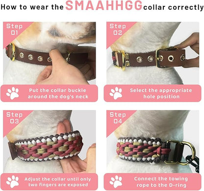 Rustic Autumn Weave Braided Paracord Wide Dog Collar, Adjustable Collar - Image 7