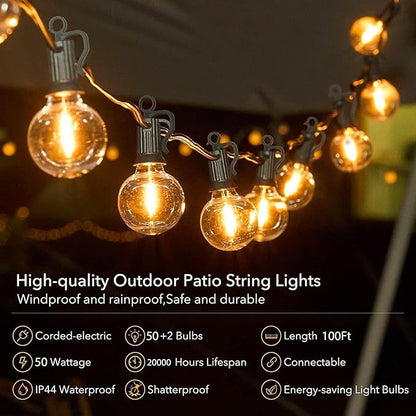 Brightown Outdoor String Lights, 100FT 50+2 G40 Bulbs Shatterproof Patio Lights - Image 3
