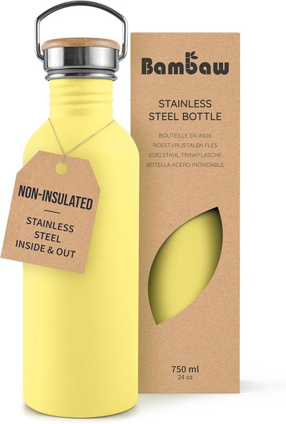 Bambaw 750ml Stainless Steel Sports Bottle, Non-Insulated Water Bottle by Bambaw