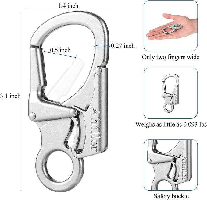 Ahiller Carabiner Clip, Double Anti-Misopening Locking Design, Key Ring Clip - Image 3