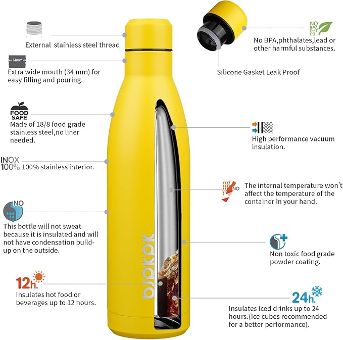 BJPKPK 25oz Insulated Water Bottle Double Wall Vacuum Insulated Stainless Steel - Image 3
