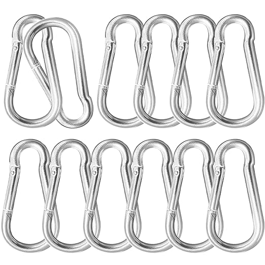 12 Pack 3.9" Heavy Duty Carabiner Clips, M10 Sliver Galvanized Steel Spring by SEUNGCH