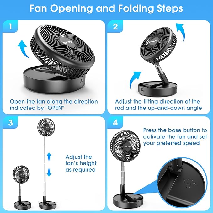 Belife X8-Lite Portable Fan, 7200mAh Battery Powered Rechargeable, USB Desk - Image 6