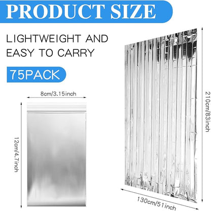 Macarrie 75 Pack Emergency Foil Thermal Blankets Silver Foil Survival Space - Image 2