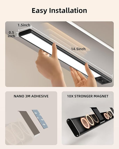EZVALO 14.5 inch Under Cabinet Lighting, 3200mAh Rechargeable Motion Sensor - Image 6