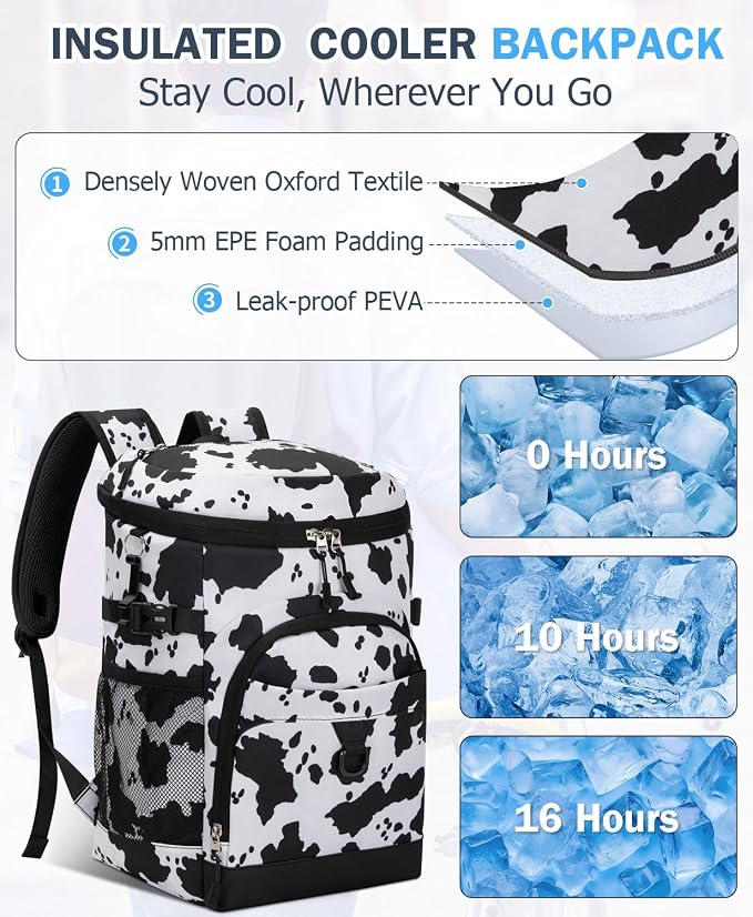 Cooler Backpack, 22L Waterproof Soft Backpack Coolers Leak Proof Beach Backpack - Image 3
