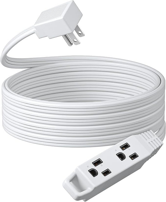 DEWENWILS 15FT Flat Plug Extension Cord, 3 Prong Ultra Thin Power Strip by DEWENWILS