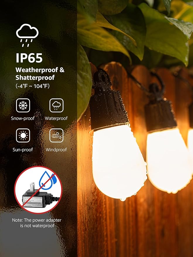 Lepro ZB1 AI Smart Outdoor String Lights APP Control, 100 ft RGB+IC+Warm White - Image 4