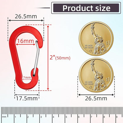 10pcs Aluminum Small Carabiner Clip, 2 Inch Carabiner Keychain Clasp Spring D - Image 2