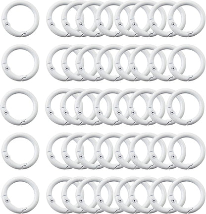 Carabiner Clip 48Pcs White Metal Key Ring Clip Circle Keychain Rings Bulk by KJMLDIY