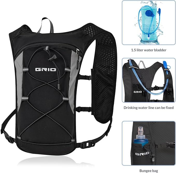 GRIO Hydration Running Vest for Women Men, Water Backpack for Hiking, - Image 2