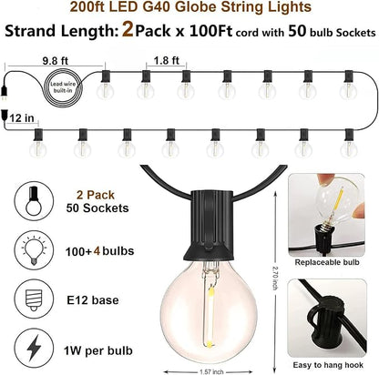 Outdoor String Lights Waterproof Patio Lights 200FT - Image 5