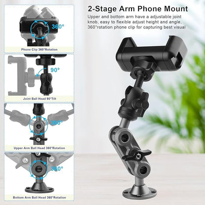 Wall Mount Phone Holder Drilling Base Heavy Duty iPhone Stand, 360° Adjustable - Image 5