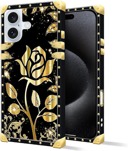 Compatible with iPhone 16 Case, Shine Gold Rose Luxury Golden Decoration - Image 2