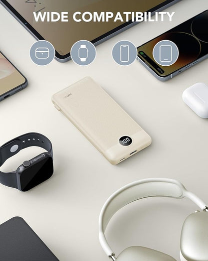 Portable Charger Built-in Cables and AC Wall Plug, USB C Power Bank 10000mAh - Image 7