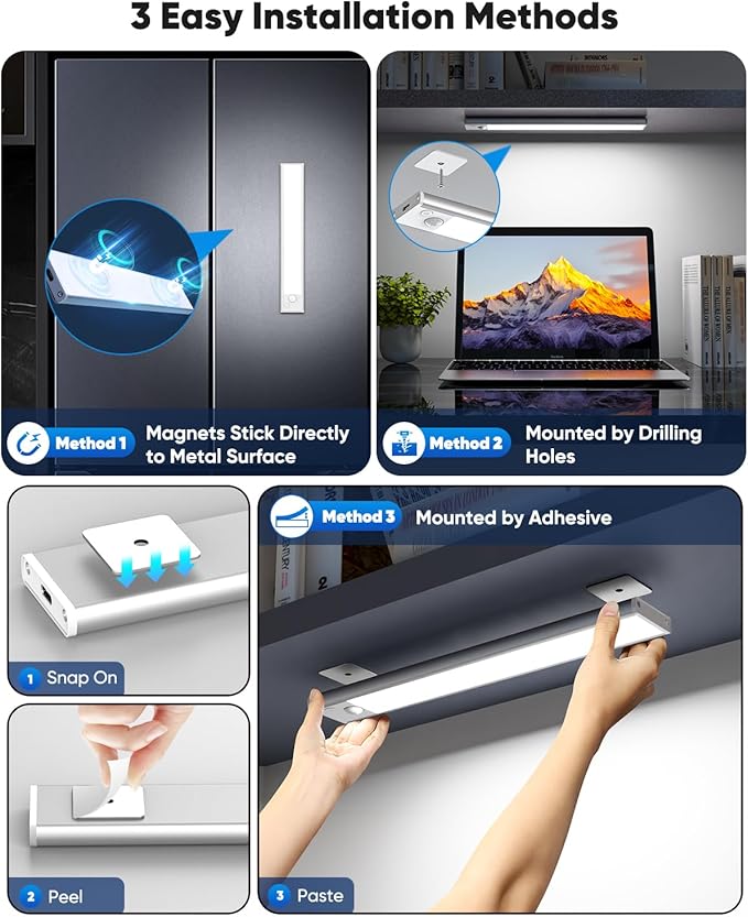 Under Cabinet Lighting, 2200mAh 10 Inch Battery Operated Rechargeable Motion - Image 4