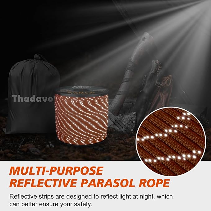 Reflective Parachute Rope 850Ib, 50/100/200/500/1000ft 4MM 11 Strand Strong - Image 5