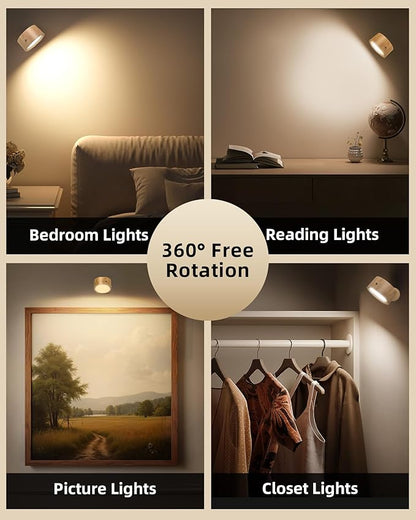 LED Wall Mounted Lights, 2 Pack Rechargeable Wall Sconce Lamps, 3 Color Temps & - Image 4