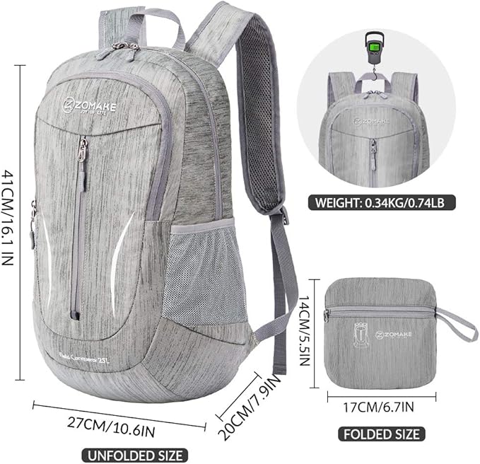 ZOMAKE 25L Ultra Lightweight Packable Backpack, Foldable Hiking Backpacks Water - Image 2