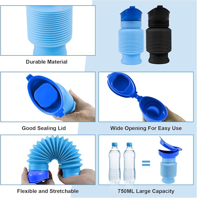 Pee Bottles for Men, Portable Urinal for Men, Collapsible Urine Bottle 750ML - Image 2