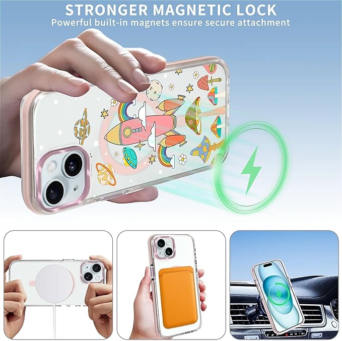 Case for iPhone 13/14, Spaceship Mushroom Phone Case Design，for Women Girls - Image 3